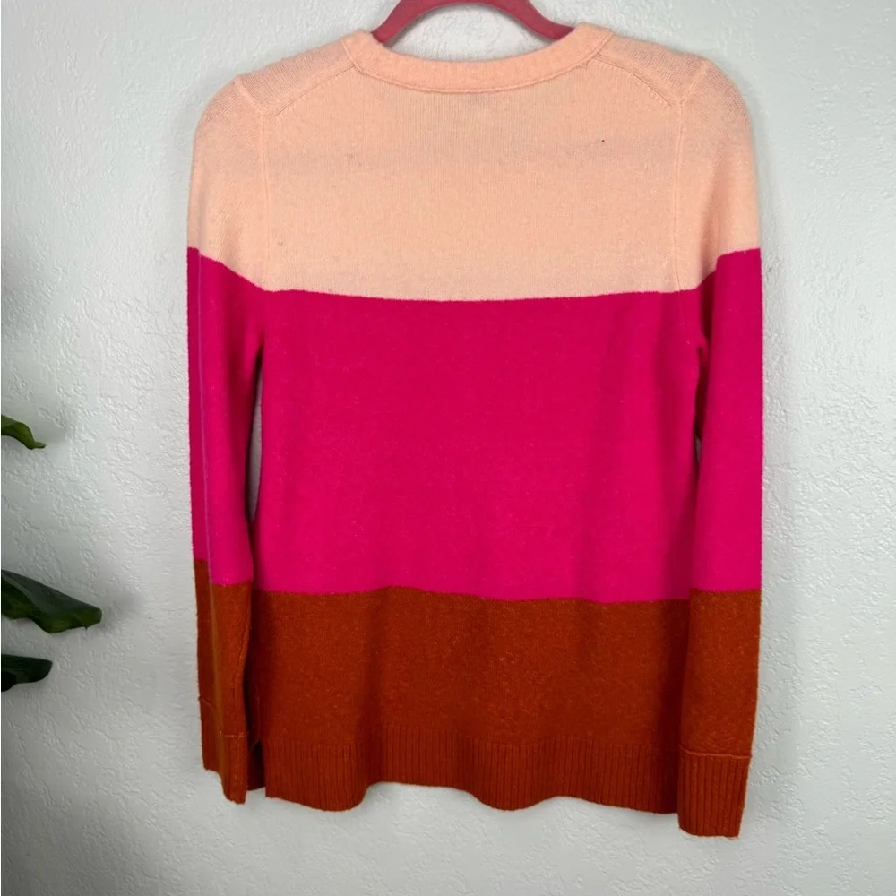 J Crew Colorblock Soft Wool Blend Sweater Pink Orange AR387